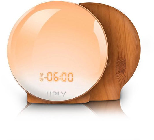 UPLY Wake Up Light - Met USB Oplaadpunt - Licht Wekker - Wekker Radio - 2 Wektijden - 7 Kleuren