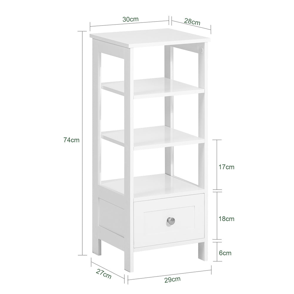 SoBuy Hoog bijzetkastje - Kantoor opbergmeubel - Max. 45KG - 30 x 28 x 74 cm - Wit