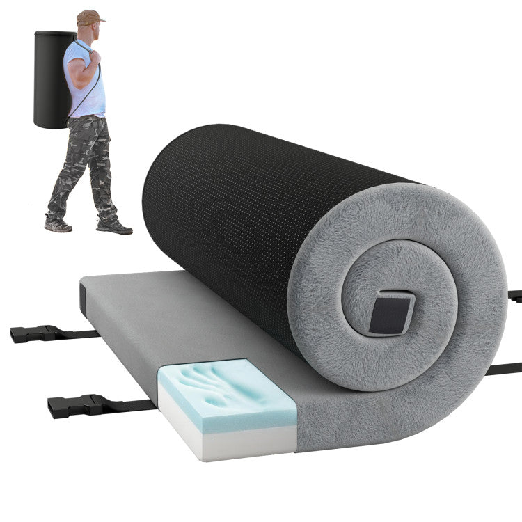 Coast Opvouwbaar Grijs Campingmatras 74 x 30,5 x 6,5 cm met Memory Foam en Antislip Onderzijde