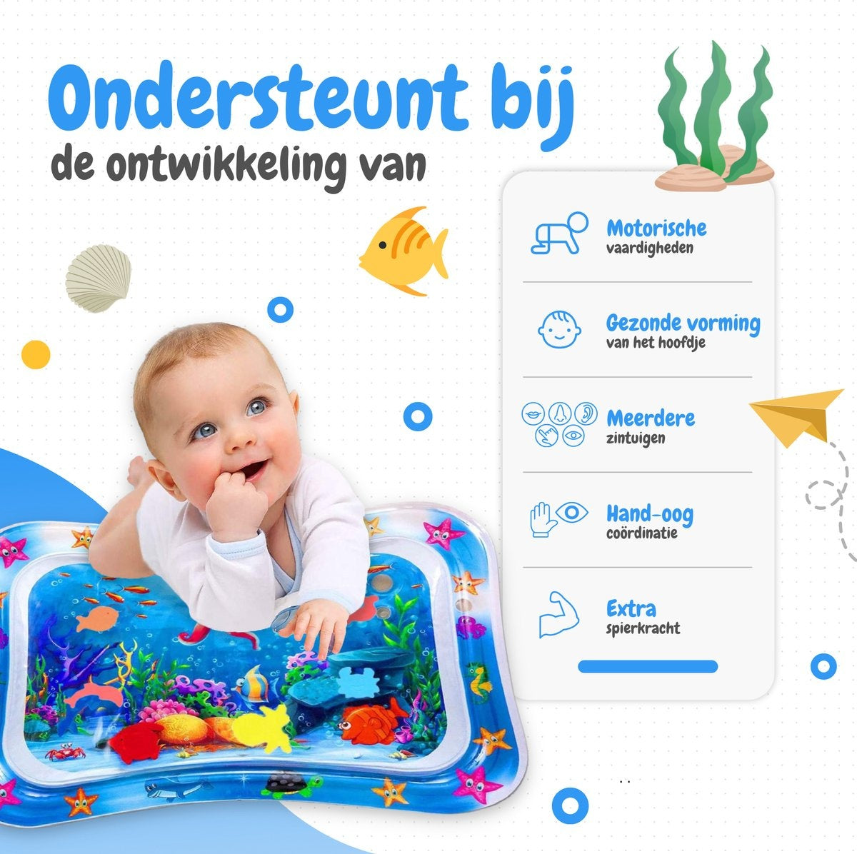 AyeKids Waterspeelmat - Watermat - Speelkleed - Opblaasbaar - Watermat Baby - Blauw