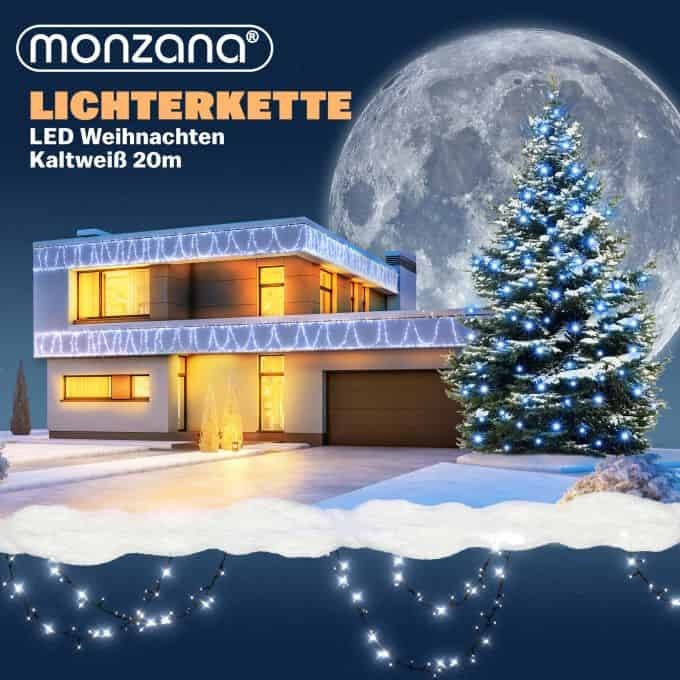 Monzana Lichtsnoer 200 LEDS – Afstandsbediening Timer – Koud Wit