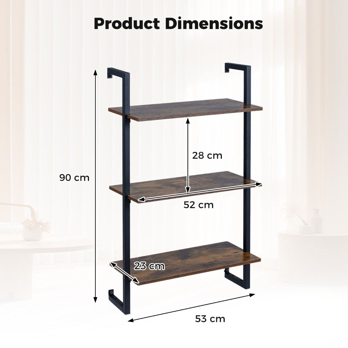 Coast Wandrek Keukenrek - 3 niveaus - metalen frame - bruin - 53 x 23 x 90 cm