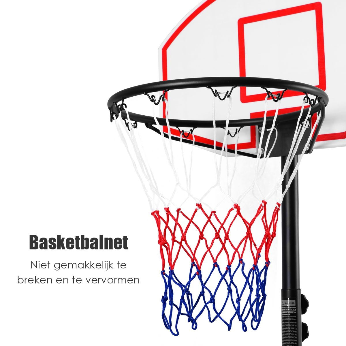 Coast Basketbalring met Basketbalstandaard - Verrijdbaar - 180 tot 210 cm