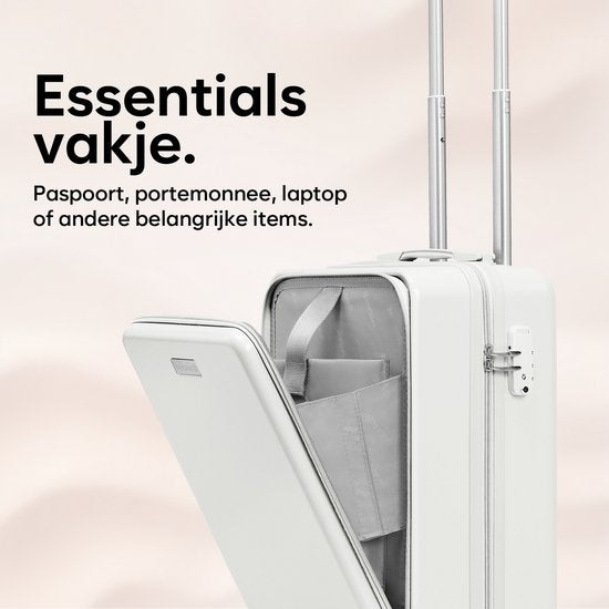 SC Handbagage Koffer 35L - Lichtgewicht Trolley - Spinnerwielen - TSA-slot en Laptopvak - Reiskoffer met Handig Voorvak - 55 cm - Off-white