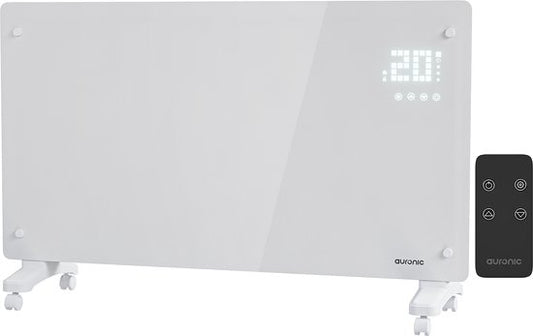 Auronic Elektrische Kachel – Convectorkachel met Thermostaat en Afstandsbediening - Paneelverwarming - tot 30 m² - 2500W Heater - Wit