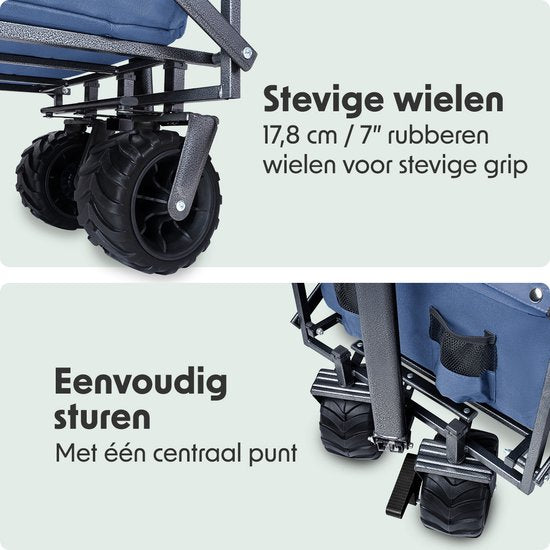LifeGoods Bolderkar - Opvouwbaar - 80KG Draagkracht - 94L - Wasbaar Polyester - Blauw