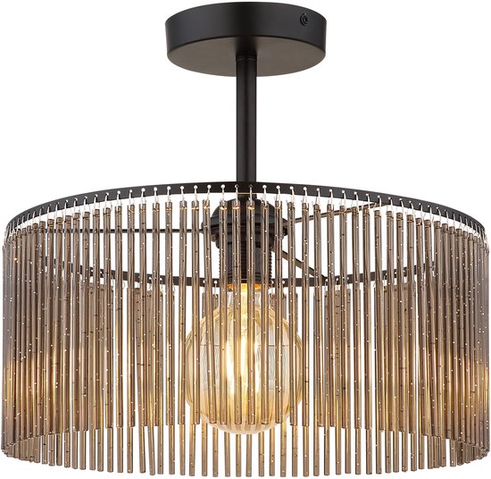 Globo - plafonnière - LEEDS - zwart - glas - Ø 35cm - E27 - 63080108