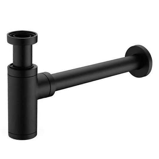 Universele Wastafel Sifon 10 cm – verstelbare P-trap, verborgen schoonmaakopening – antiek messing/mat zwart