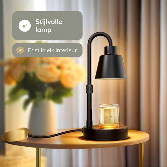 Kaars verwarmer - Zwart - Tafellamp - Geurbrander - Oliebrander - Candle Warmer Lamp - Kaars Verwarmer - Wax Warmer - Sfeerlamp - Zwart