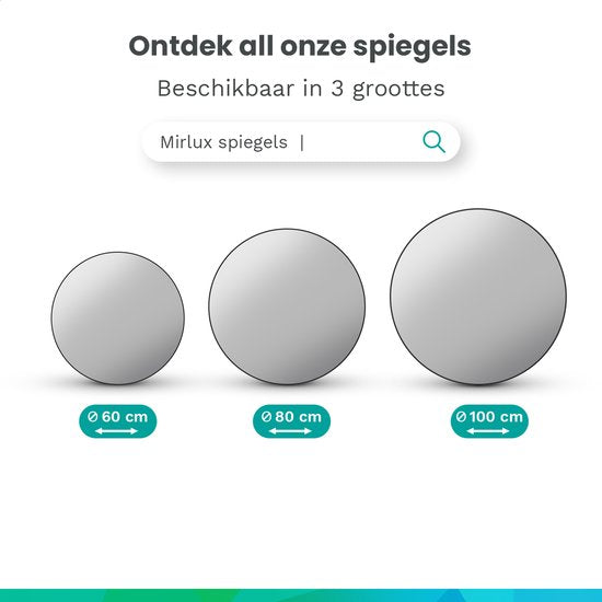 Mirlux Badkamerspiegel - LED Verlichting & Verwarming – Anti Condens - Wandspiegel Rond - Mat Zwart - 80CM