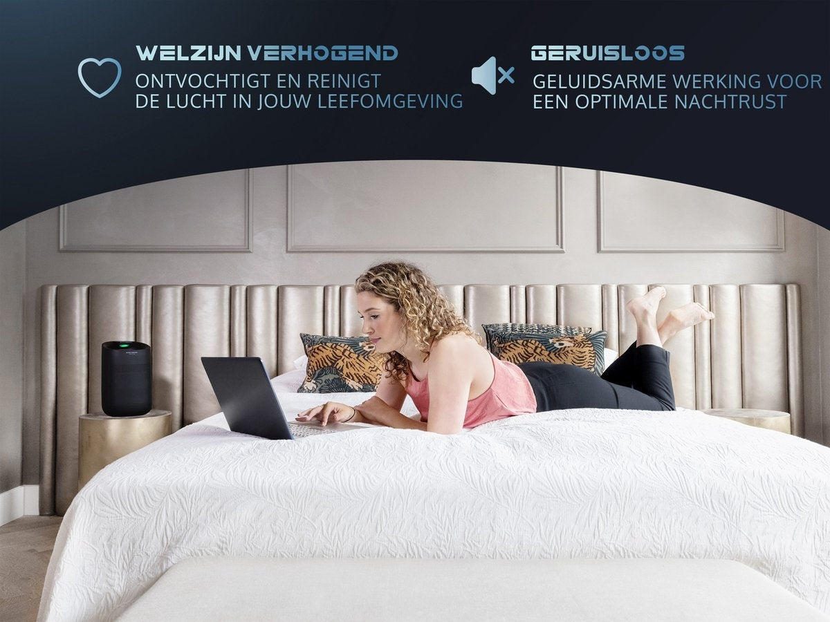 JAP Appliances Enivio D6 - Luchtontvochtiger en luchtreiniger met HEPA-filter - Ontvochtigt 750ml per dag - Hygrostaat - Ontvochtiger huis - Woonkamer, slaapkamer, badkamer en kelder