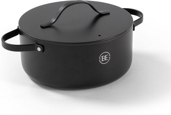 BE Living Essential Braadpan met Deksel - Ø 24 cm - Kookpan - Keramisch - PFAS vrij - Inductie - Zwart