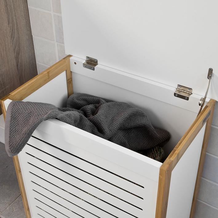 SoBuy Wasmand - wit - 50x30x60 cm