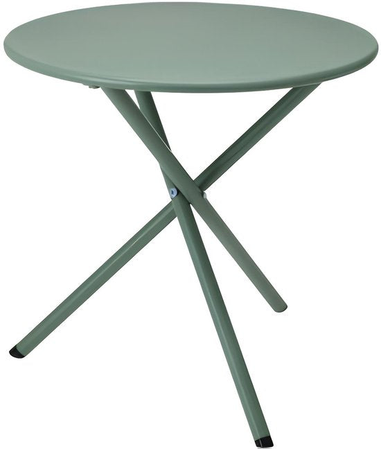 Ambiance Tuin bijzettafeltje - groen - metaal - Dia 48 cm - Hoogte 48 cm - rond - koffietafel