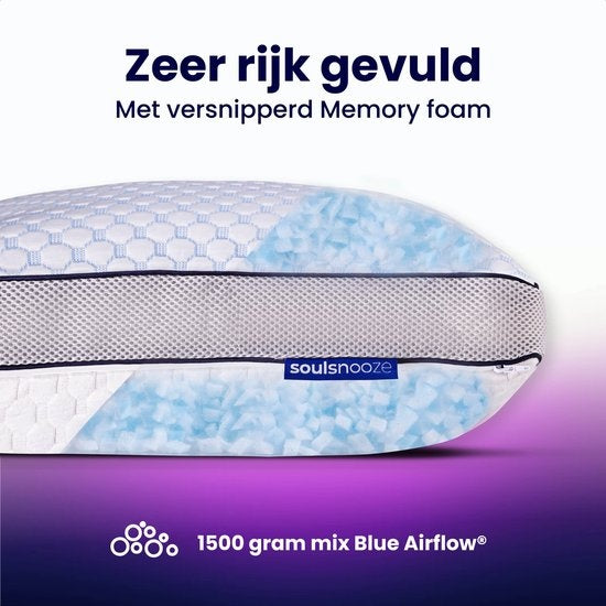 Soulsnooze Memory Foam Hoofdkussen Dawn - Aanpasbaar Design - wit - 50x70cm