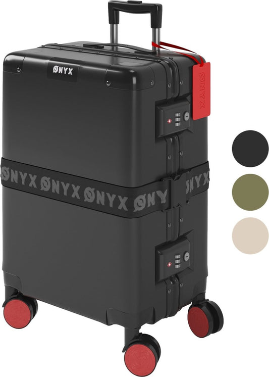 ONYX® Handbagage koffer 33L - Lichtgewicht Trolley - TSA slot - Aluminium sluiting - 37 x 21 x 55 cm - Zwart