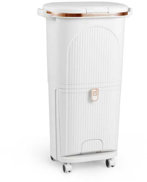 Coast Afvalbak 38L Wit – 43 x 29 x 74,5 cm – Met 2 Uitneembare Bakken, Kantelvak en Wielen