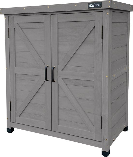AXI Felix houten opbergkast – Tuinkast van FSC Hout - Magnetisch sluitsysteem - Verstelbare poten - 80x45x93cm - Warm Grijs