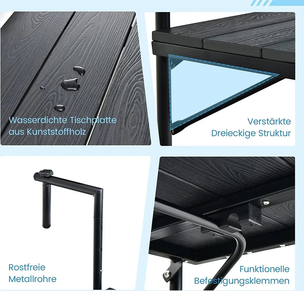 Coast opvouwbare verhouding Tabel Hangtafel voor binnen- en buitenruimte zwart