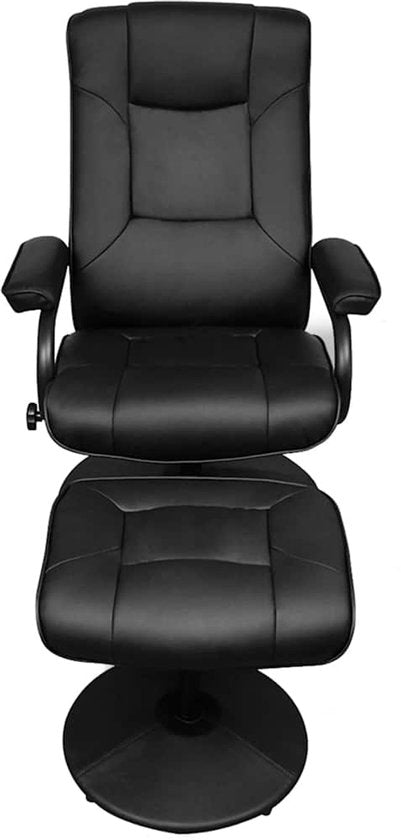 vidaXL - Tv-fauteuil - met - voetenbankje - kunstleer - zwart