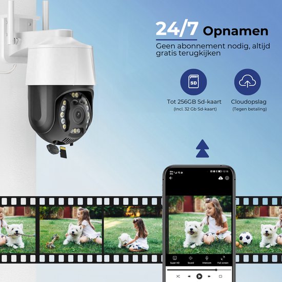 Camux Cam-VisionX Beveiligingscamera Buiten IP66 - 3MP 2K Camera - Buitencamera met Nachtzicht - Wifi met App - Security Camera