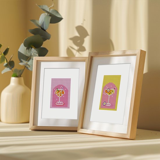 Mini Diamond Painting Set – 2 Stuks – Cocktails Design – 15x20 cm – Creatieve Hobby Set