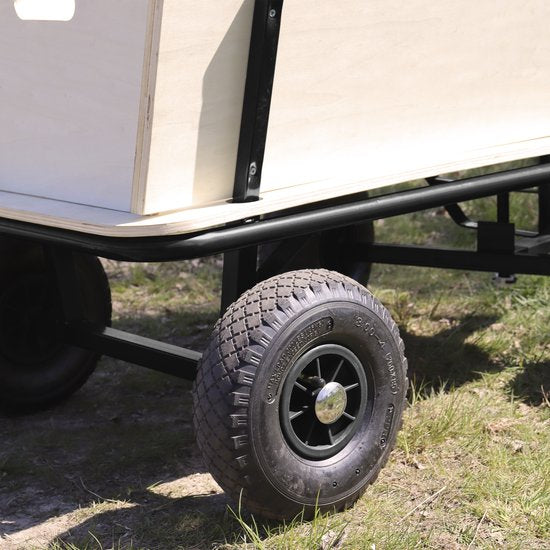Sunny Billy Beach Wagon Bolderkar Zwart - Blank hout - Bolderwagen met luchtbanden - 94x61x97cm