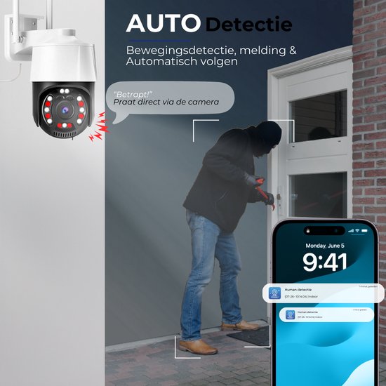 Camux Cam-VisionX Beveiligingscamera Buiten IP66 - 3MP 2K Camera - Buitencamera met Nachtzicht - Wifi met App - Security Camera