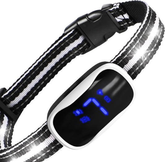 Anti Blafband Pro met LED - Opvoedingshalsband Zonder Schok - Anti Blaf Apparaat voor Kleine en Grote Honden - Waterdicht, Oplaadbaar en Verlichting - Vibratie en Audio