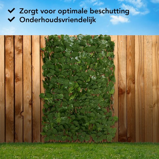 Brixy Kunsthaag – Uitschuifbaar – 180 x 90 cm – Kunstklimop – Kunstplanten Voor Buiten En Binnen – Namaak Plant – Kunst Klimop – Uittrekbaar – Tuinscherm – Balkonscherm