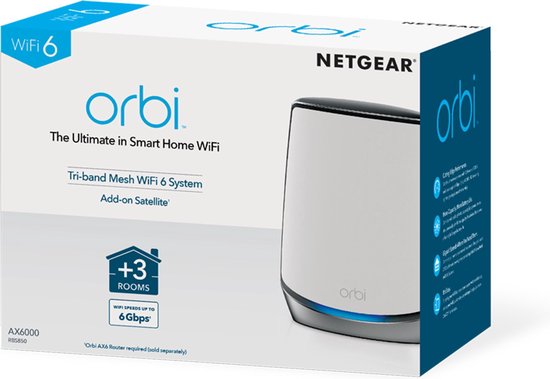 NETGEAR Orbi RBS850 - Mesh Wifi - Geschikt voor Wifi 6 - 1-pack