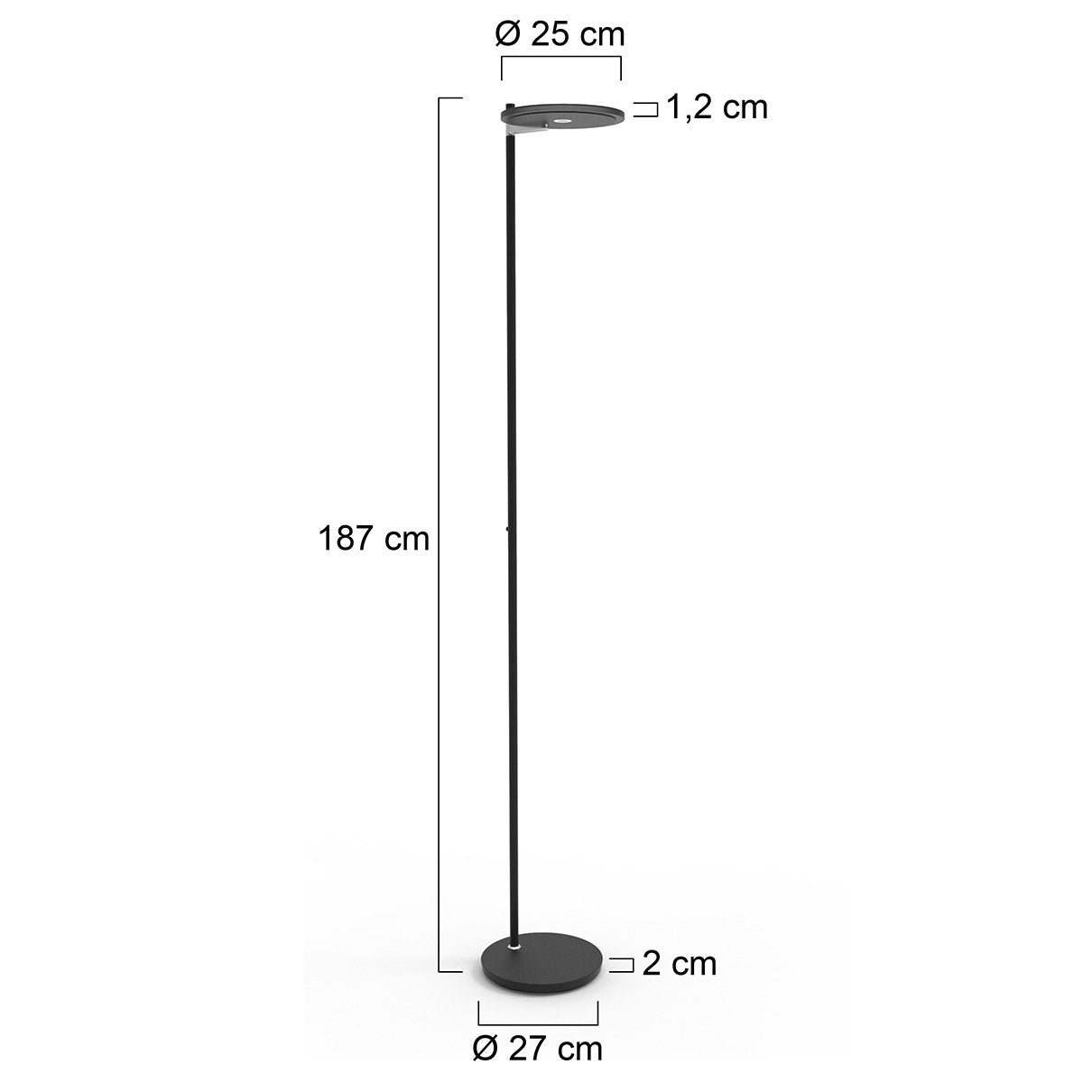 Steinhauer vloerlamp Turound - zwart - metaal - 27 cm - ingebouwde LED-module - 2993ZW