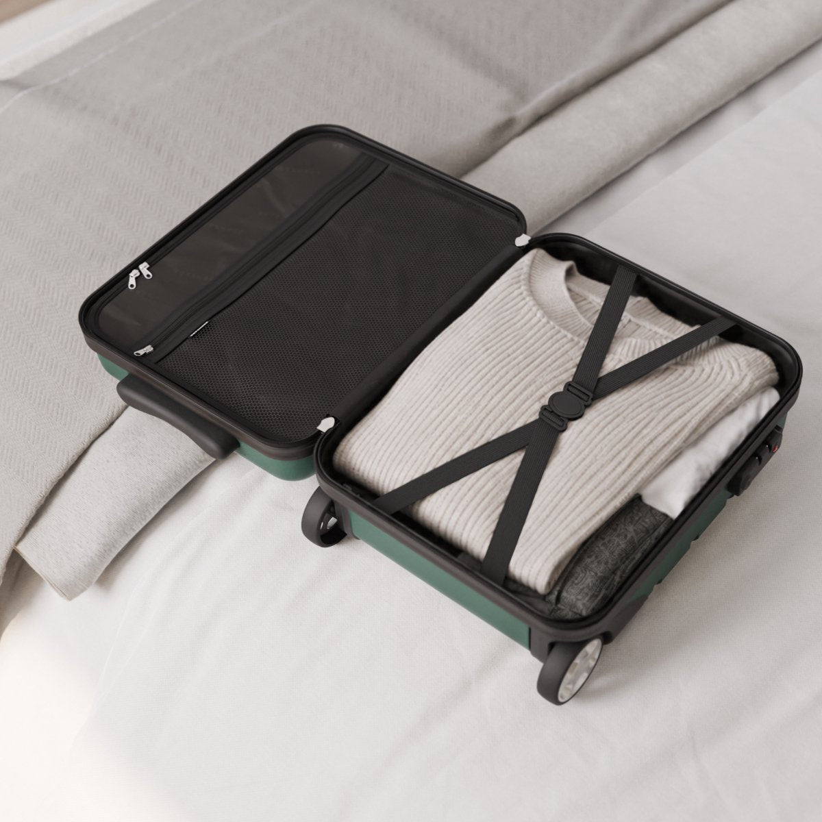 TRVLMORE Underseat Handbagagekoffer – 40 x 30 x 20 cm – 24 L – TSA-slot – 2 Wielen – Donkergroen