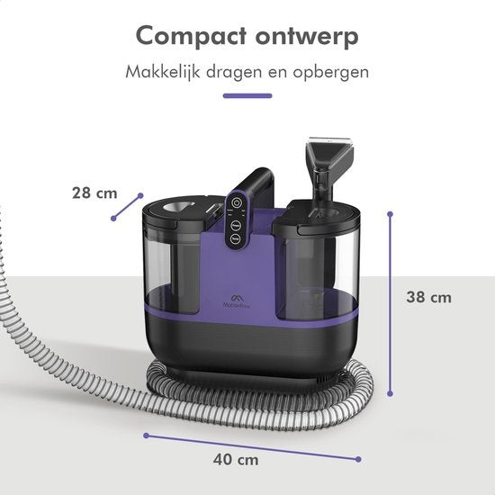 Motionflow 4-in-1 Tapijtreiniger – 1800 ml Watertank – Verwarmingsfunctie – Zelfreinigend – 40 x 28 x 38 cm – Paars