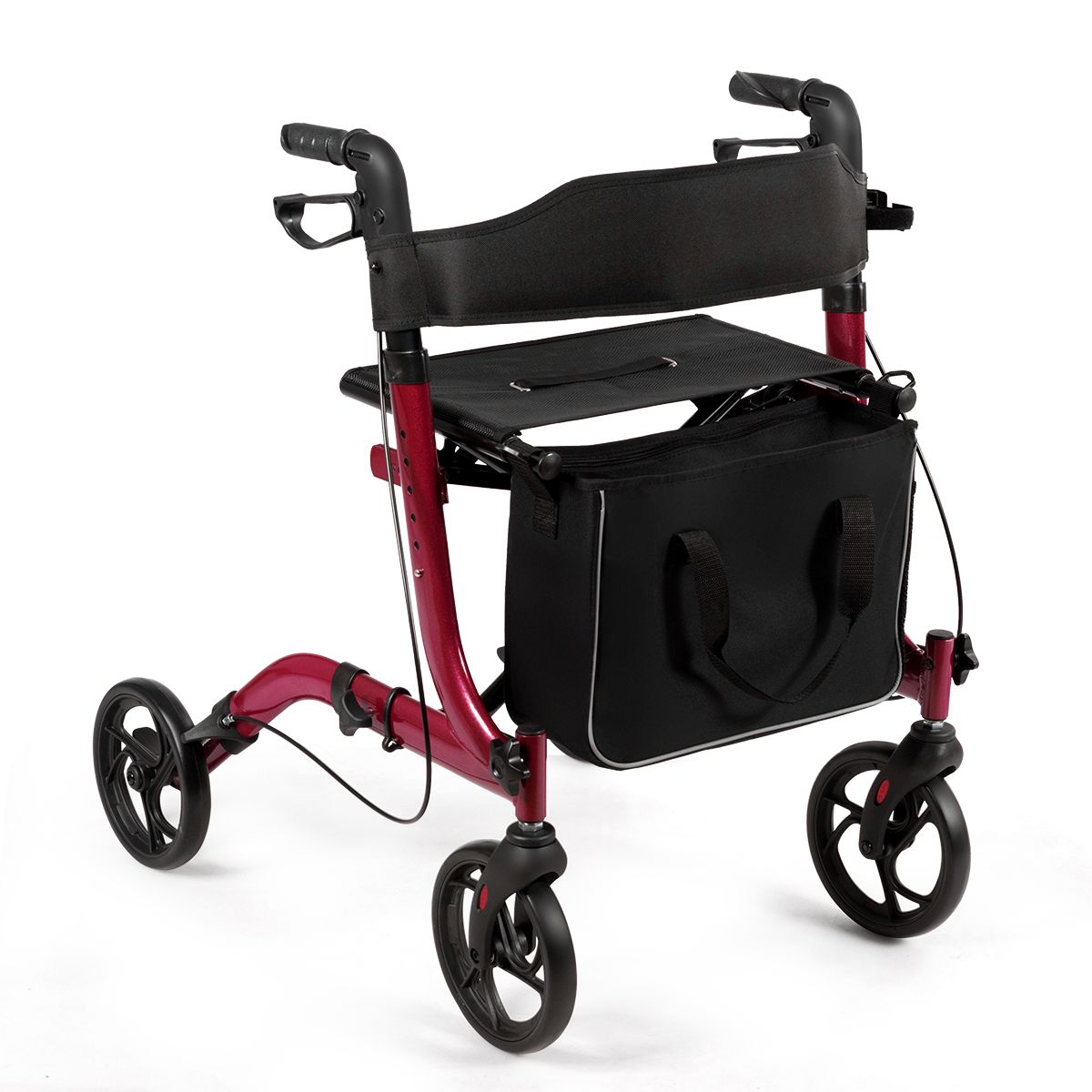 Coast Opvouwbare Aluminium Rollator Walker met 4 Wielen, Rood – 54 x 74 x 82-95 cm