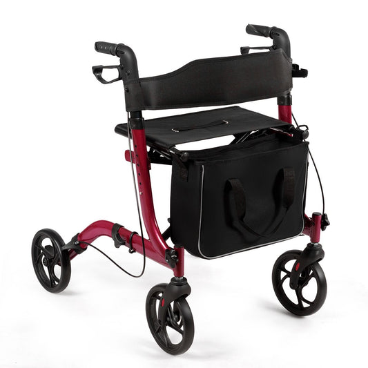 Coast Opvouwbare Aluminium Rollator Walker met 4 Wielen, Rood – 54 x 74 x 82-95 cm