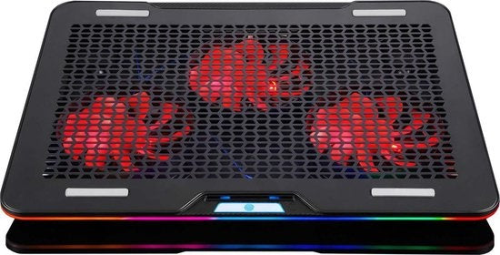 Fuegobird Laptop Cooler - Laptophouder en koeler - 3 ventilatoren - Verstelbaar - RGB - Max 17 inch - Zwart