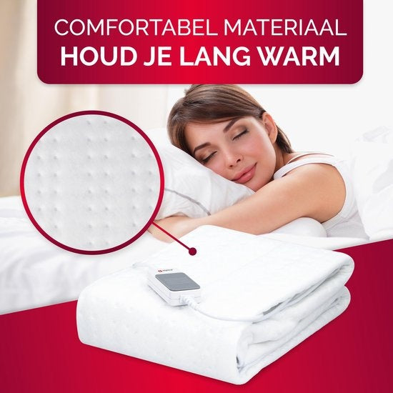 alpina Elektrische Deken - Warmtedeken 1 Persoons - Onderdeken - 3 Standen - Wasbaar - 80 x 150cm - Wit