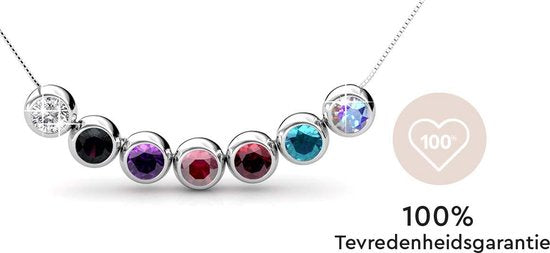 Yolora Dames Ketting met Hanger - 7 Gekleurde Kalpa Camaka Kristallen - Set van 7 - Zilverkleurig
