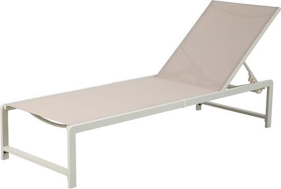 AXI Zane Ligbed Beige/bruin – Gepoedercoat stalen frame – Rugleuning met 5 standen – Textileen liggedeelte – 173x62 cm