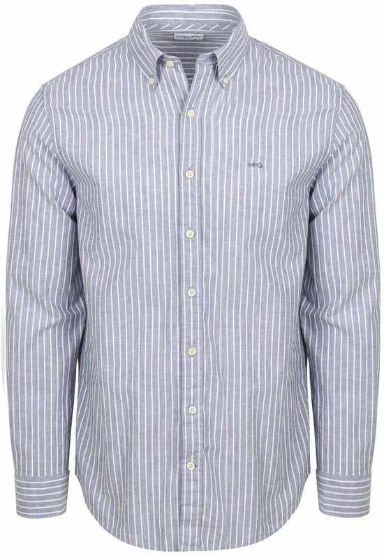 McGregor Overhemd Cotton Linen Strepen Indigo - Maat XL - Heren