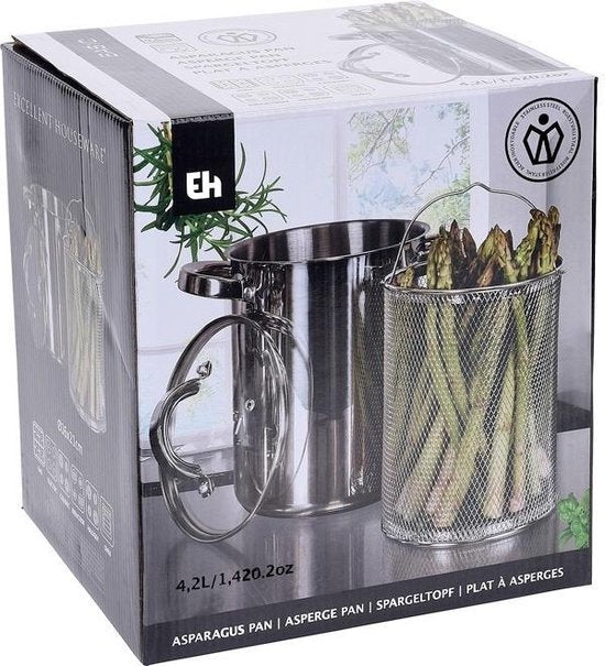 Excellent Houseware Aspergepan met glazen deksel - 4.2 liter