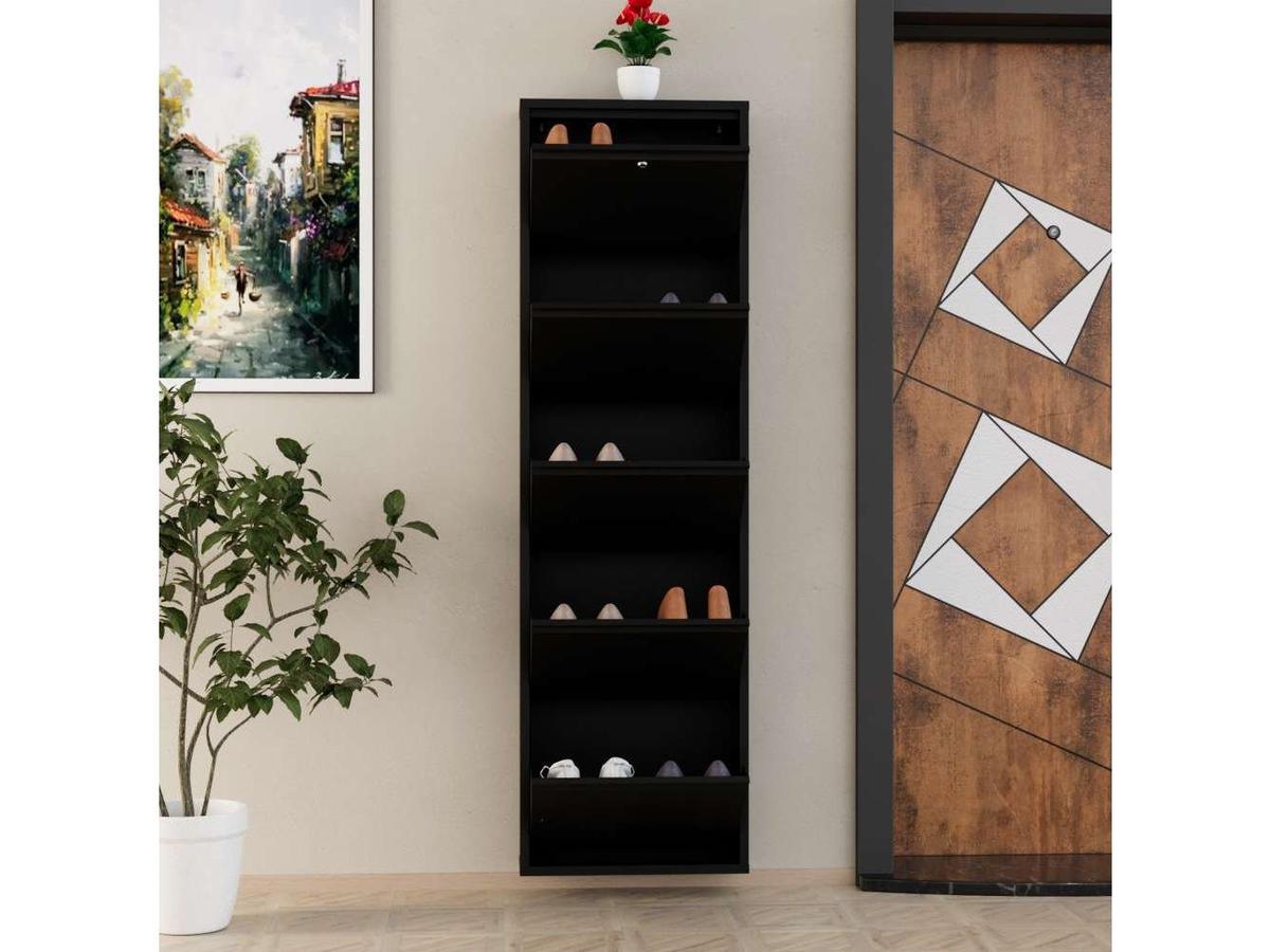 Locking 5 Lades Metaal Shoe Cabinet Zwart