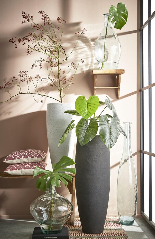Mica Decorations Kyara Fles Vaas - H46 x Ø38 cm - Gerecycled Glas - Transparant