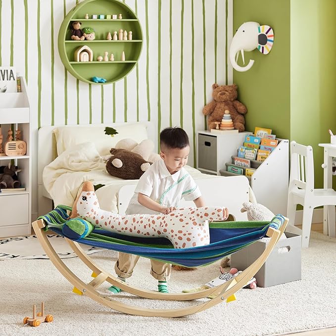Kinderhangmat / Schommelstoel voor Kinderen met Veiligheidsstopper – 120x46x36 cm – Blauw