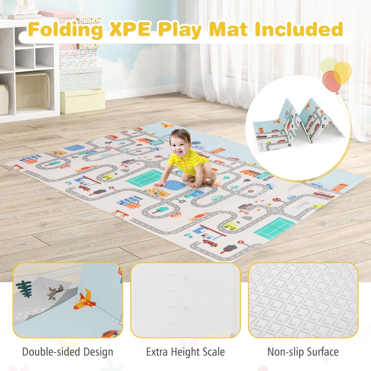 Coast Babybox met Matras en 50 Speelballen 189 x 158 x 68 cm - Donkergrijs