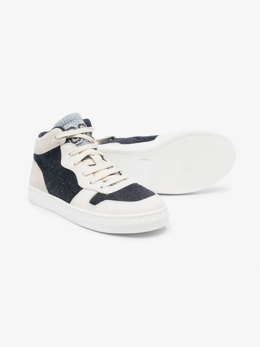 Brunello Cucinelli Kids Sneakers Cloud White/Jet Black – Kalfsleer – Made in Italy