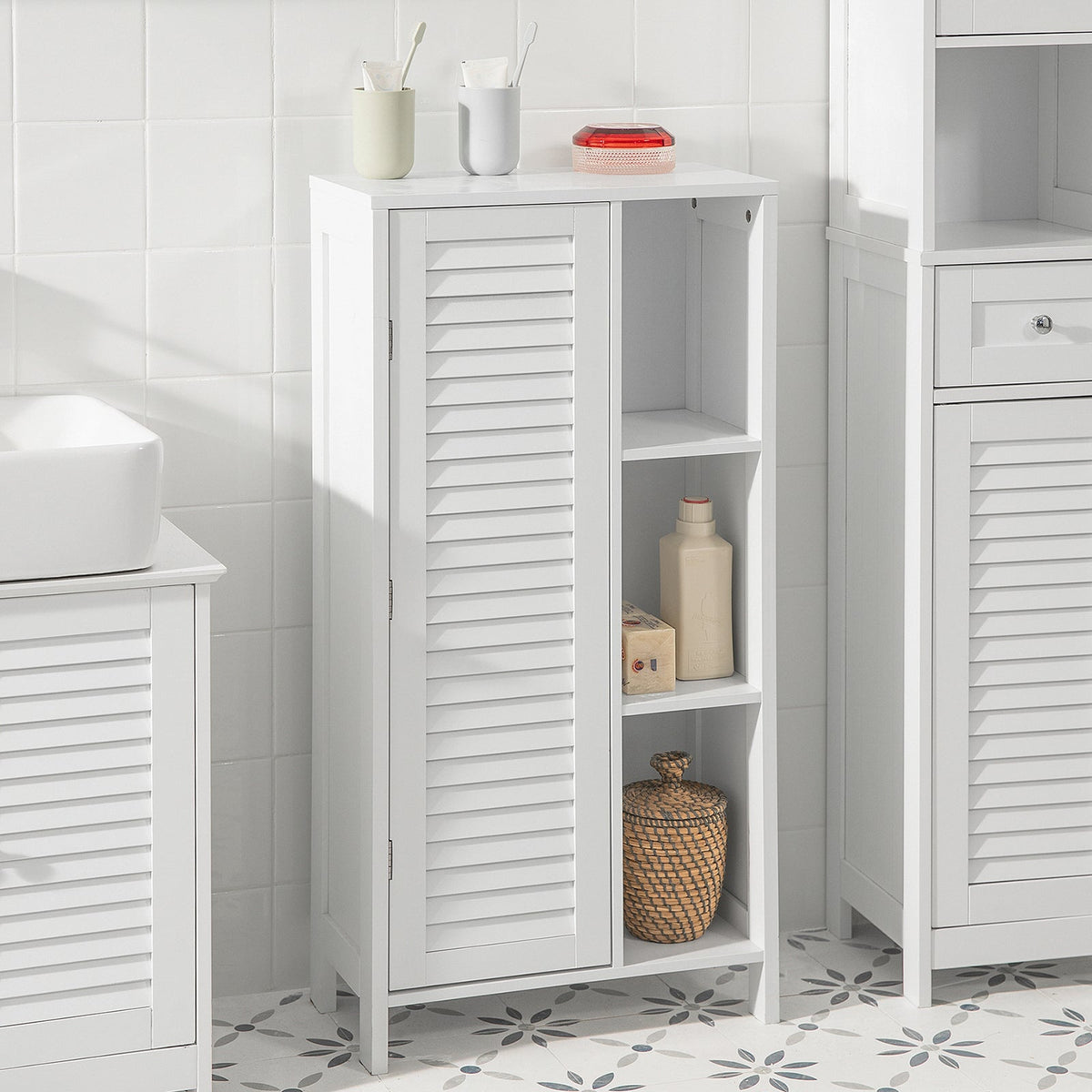 SoBuy Badkamer Opbergkast - 1 Deurs - 48 x 24 x 96 cm - Wit