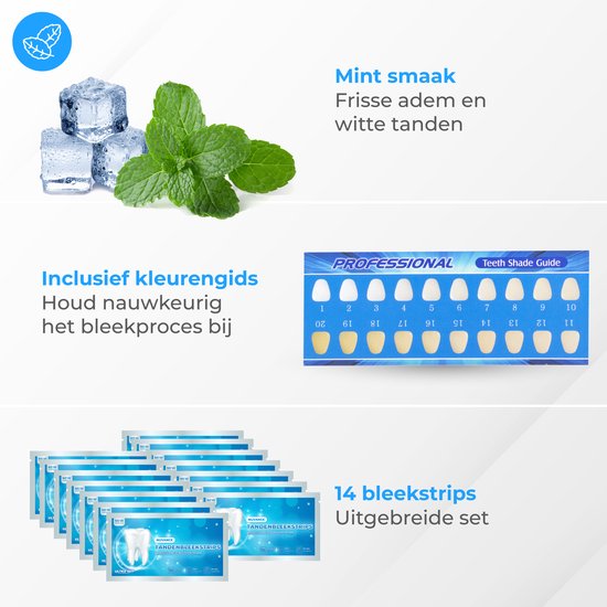 Nuvance - Tandenbleekstrips - Tanden Bleekstrips - Tandenbleekset - Tanden Bleken - met 0% Peroxide - Witte Tanden - 14 Sets/28 Strips
