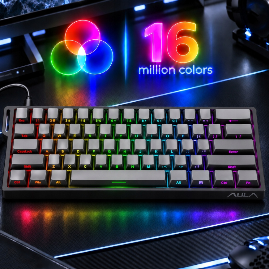 AULA WIN60 HE Gamingtoetsenbord - 60% Compact - Magnetische Switches - 8000 Hz - Rapid Trigger - RGB - 30,2 x 10,9 cm
